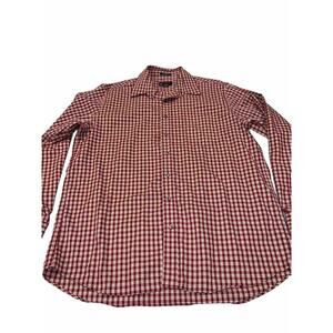 Eddie Bauer XL Tall TXL Red Plaid Shirt Mens Long Sleeve Button Down Wrinkle Res